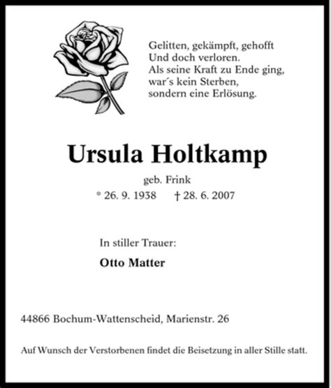 Traueranzeigen Von Ursula Holtkamp Trauer In NRW De