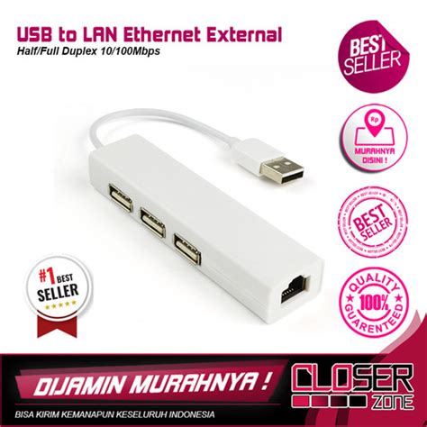 Jual Usb To Lan Ethernet External Network Card With Usb Hub