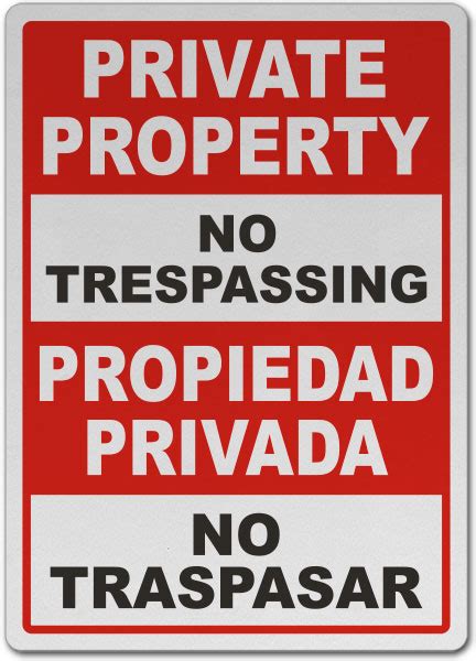 Bilingual Private Property No Trespassing Sign F8033bi By