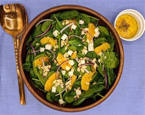 Spinach Salad with Feta Cheese, Oranges, and Toasted Almonds » Foodom