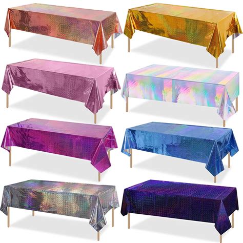 Iridescence Plastic Tablecloths Shiny Disposable Laser Rectangle Table