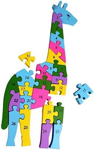 Wooden Giraffe Puzzle With Numbers Alphabets Hobbies Toys Toys