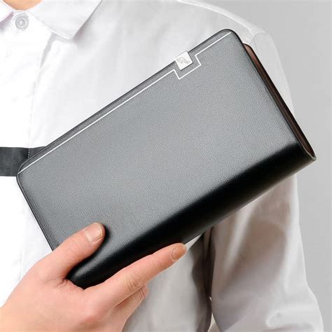 Mens Clutch Bag Handbag Genuine Leather Purse Zipper Long Wallet