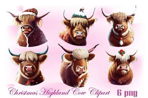 Christmas Highland Cow Clipart Bundle Graphic By Bundle Queen