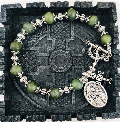 Connemara Irish Marble Saint Christopher Rosary Bracelet Irish Connemara Marble Rosary Single