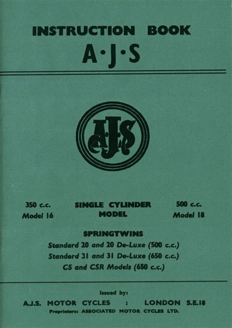 Ajs Matchless Motorcycle Manuals Classic Motorcycle Manuals