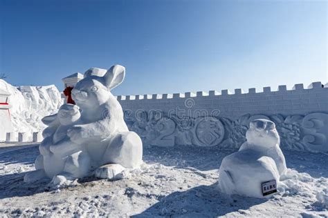 Snow Sculptures Editorial Photo Image Of Blue White 267193011