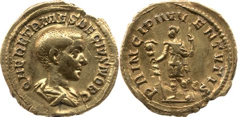 Aureus Herennius Etruscus As Caesar PRINCIPI IVVENTVTIS Imperio