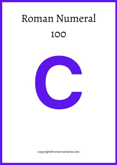 Roman Numeral 100 - Free Printable Roman Number 100 in PDF