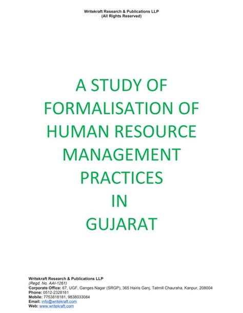 A Study Of Formalisation Of Human Resource Management Practices In