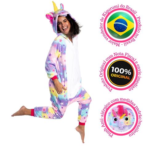 Pijama Unicórnio Estrelinha Infantil Adulto Macacão Kigurumi Cosplay