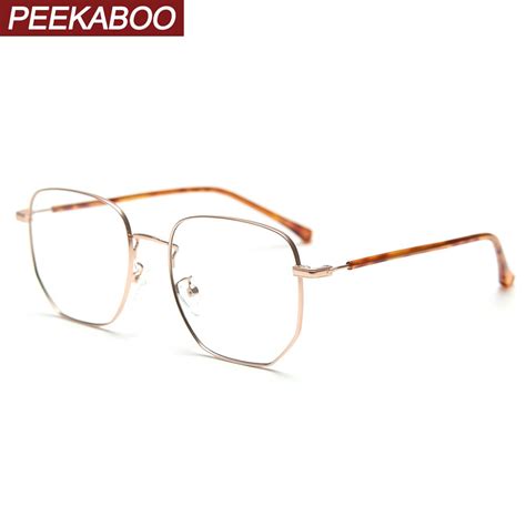 Peekaboo Clear Lens Big Frame Glasses Optical Korean Style Men Square Glasses Frame Women Metal