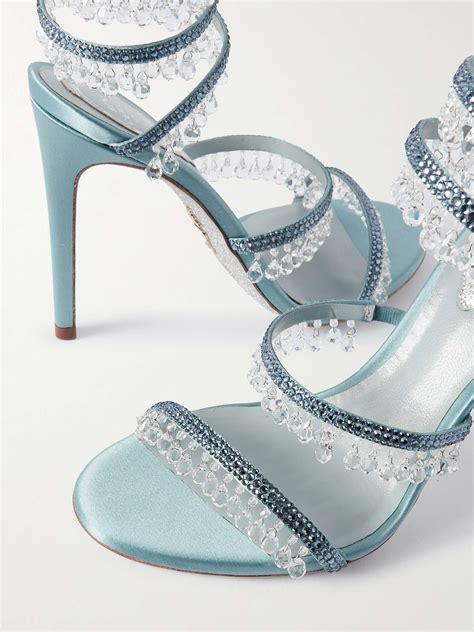 RENÉ CAOVILLA Chandelier crystal embellished satin sandals NET A PORTER