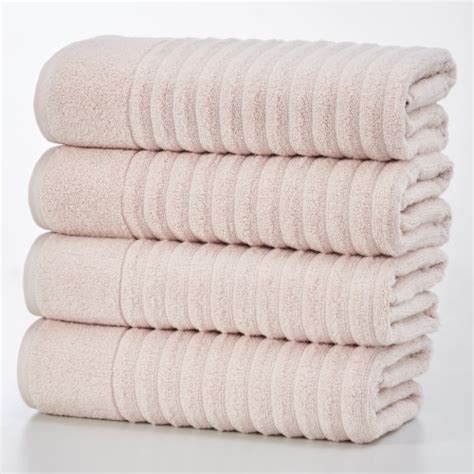 Linery Co Zero Twist Cotton Textured Bath Towel Set Blush Piece