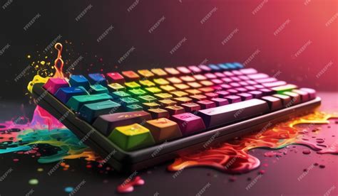 keyboard  rainbow colored keys  rainbow colors premium ai