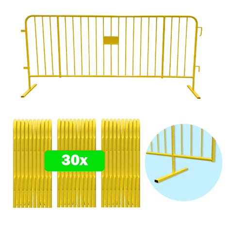 85ft Heavy Duty Steel Barricade 30 Pack Yellow Barricade Bundle