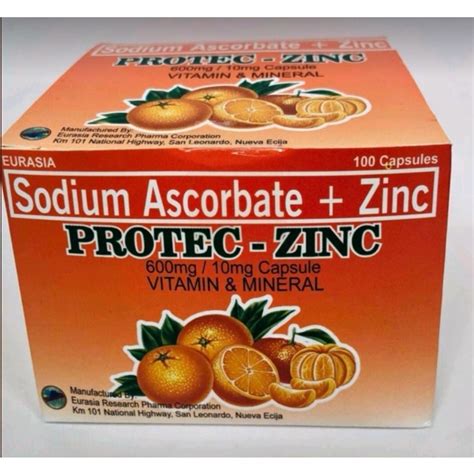 Protec Zinc Sodium Ascorbate Zinc 600mg Vitamin And Minerals Capsule 100s Shopee Philippines