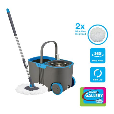 Home Gallery Tornado Mop And Spin Dry Big Bucket W Wheels Set Gray