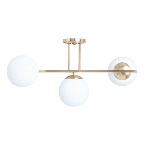 LUZ DESING Plafon 3 Luces Barral Elyn De Cor Dorado Con Globo Opal E27