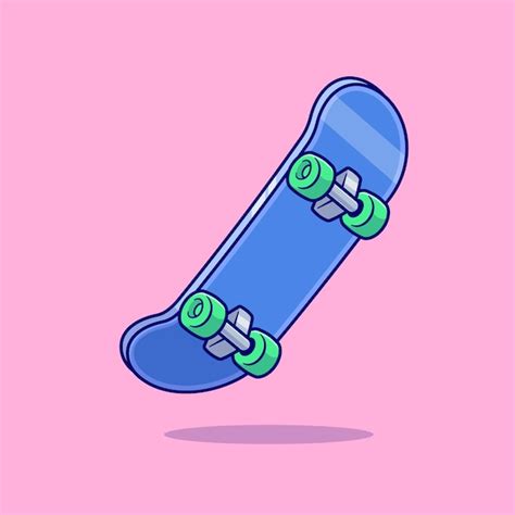 Skateboard Flottant Dessin Animé Vecteur Icône Illustration Sport Objet Icône Concept Isolé Plat