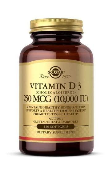 Solgar Vitamin D3 250mcg 10000ме 120, витамин д3 - купить с доставкой ...
