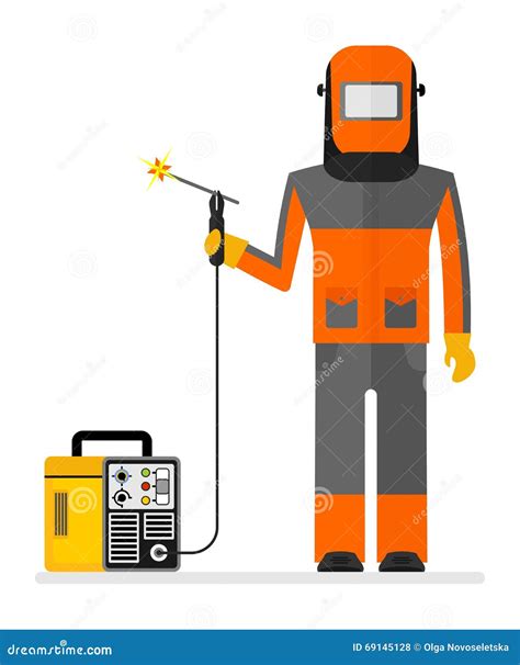 Welder Working With Welding Machine Stock Vector Illustration Of