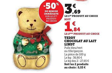 Promo Teddy Chocolat Au Lait Lindt Chez Hyper U Icatalogue Fr