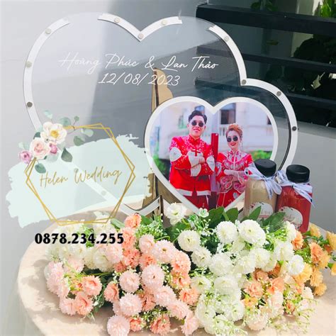 Tranh Rót Cát Đám Cưới Khung Trái Tim Đôi Hot Trend Helen Wedding