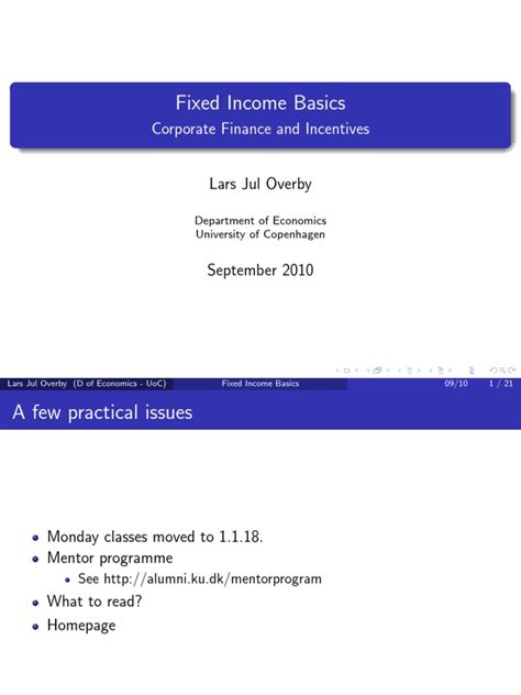 Fixed Income Basics Corporate Finance And Incentives Pdf Arbitrage