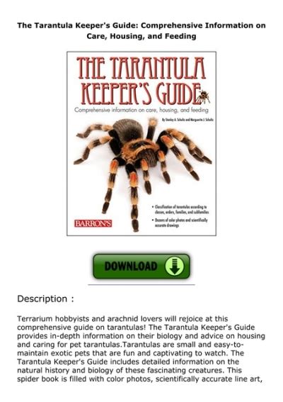 The Tarantula Keepers Guide Comprehensive Information On Care Housing