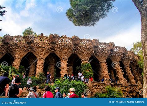 Barcelona Spain April Parc Guell Designed By Antoni Gaudi