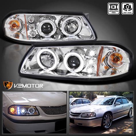 For 2000 2005 Chevy Impala LED Halo Projector Headlights Head Lamps