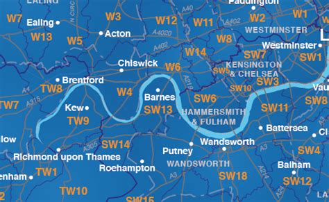 Map Of Greater London Postcode Districts Plus Boroughs And Major Roads