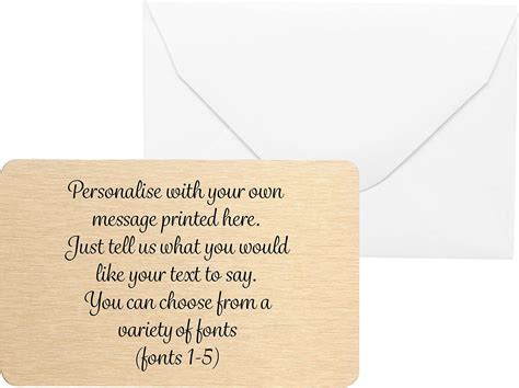 Personalised Sentimental Keepsake Own Message Gold Metal Wallet Card