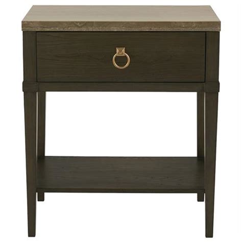 Zeya Modern Classic Brown Stone Top Wood Nightstand