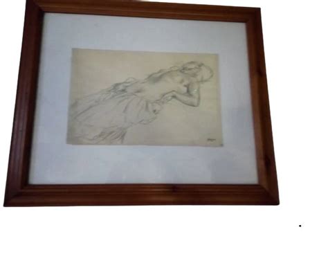 PENCIL DRAWING OF Half Naked Woman Lying Down In Brown Wooden Frame EUR PicClick DE