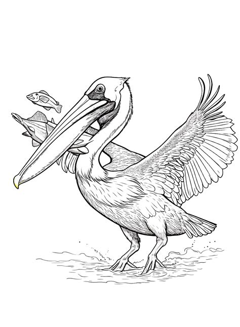 Pelican Eats Fishes Coloring Page Free Printable Coloring Pages