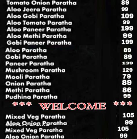 Menu Of House Of Paratha Airoli Navi Mumbai