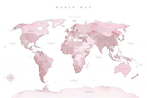 Pink Gray World Map By Aga And Artur Szafranscy