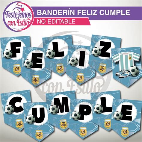 Banderín Imprimible Futbol Feliz Cumple Pdf Para Imprimir Avisos en