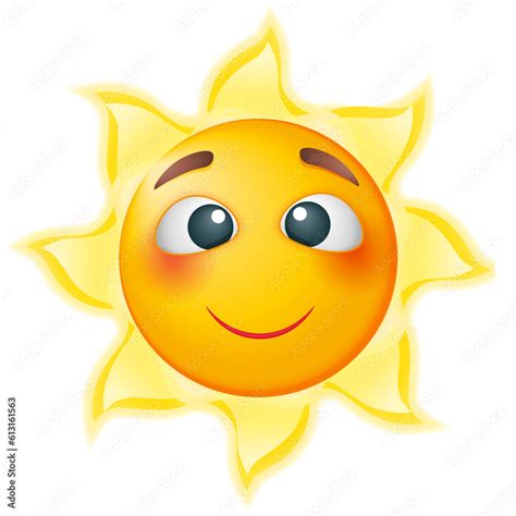 Sunny Vector Emoji On White Background Vector Happy Emoji Smiling