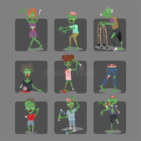 Colorful Zombie Scary Cartoon Elements Halloween Magic People Body Fun