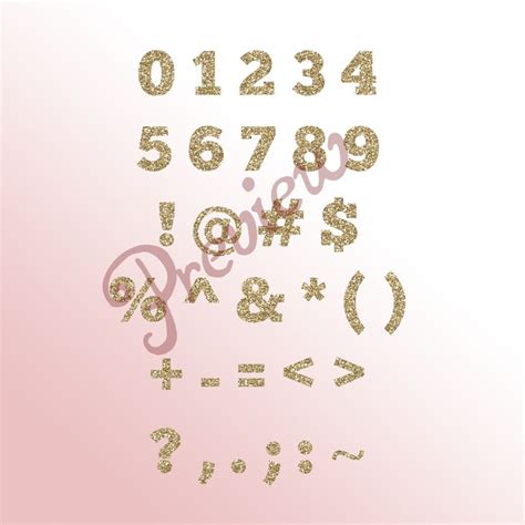 Glitter Retro Numbers And Symbols Clipart Gold Glitter Numbers Bold