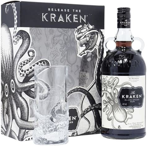 Kraken Black Spiced Rum Gift Set With Vessel Glass 1litre Bottle