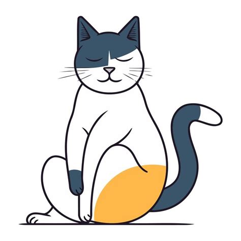 Premium Vector Cute Cat Sitting On The Floor Vector Illustration In Flat Style