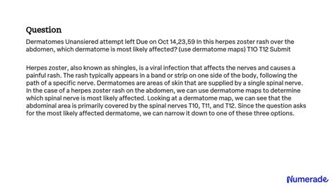 Solved Dermatomes Unanswered Attempt Left Due On Oct In This