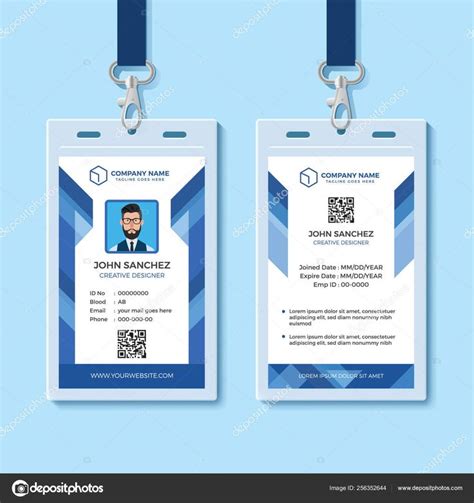 Employee Id Card Design Template Blue Id Card