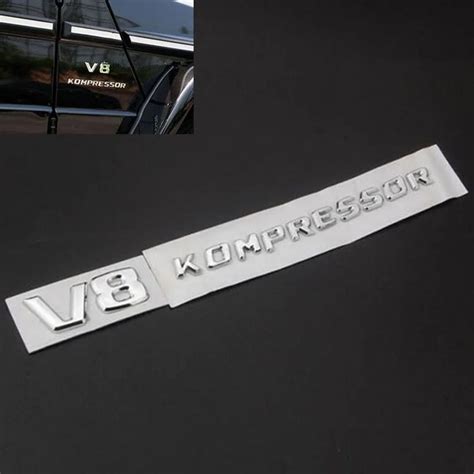 D Abs Chrome V Kompressor Fender Tail Badge Decal Emblem Fit For