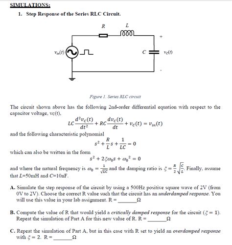 Solved Step Response Of The Series Rlc Circuit Figure Chegg