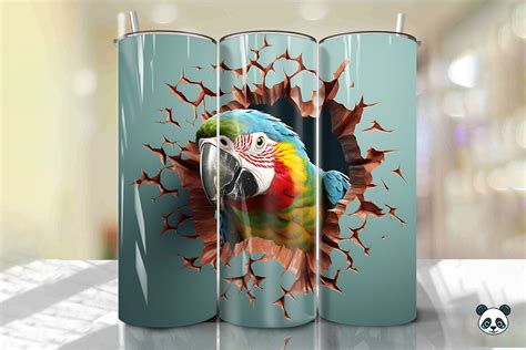 Parrot 3D Cracked Hole Tumbler Wrap 2 Graphic By Pandastic Creative